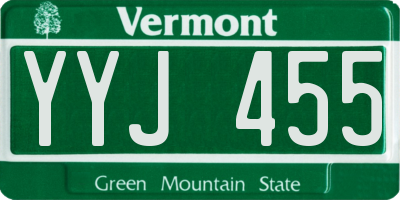 VT license plate YYJ455
