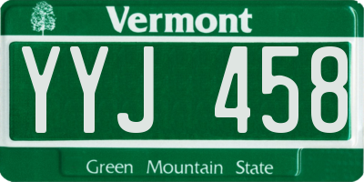 VT license plate YYJ458