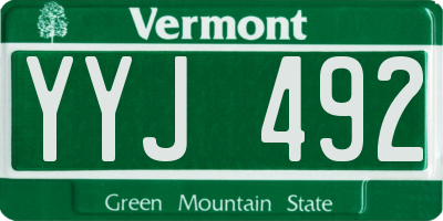 VT license plate YYJ492