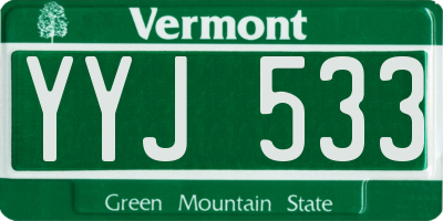 VT license plate YYJ533