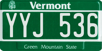 VT license plate YYJ536