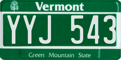 VT license plate YYJ543