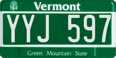 VT license plate YYJ597