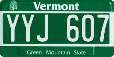 VT license plate YYJ607