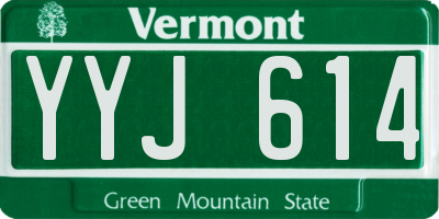 VT license plate YYJ614