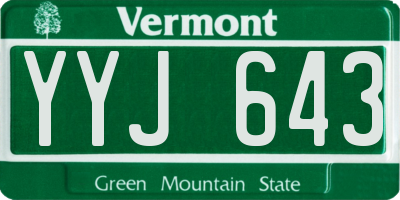 VT license plate YYJ643