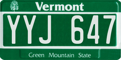 VT license plate YYJ647