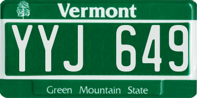 VT license plate YYJ649