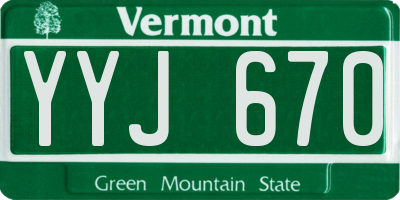 VT license plate YYJ670