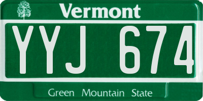 VT license plate YYJ674