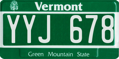 VT license plate YYJ678