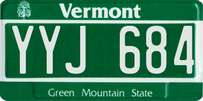 VT license plate YYJ684
