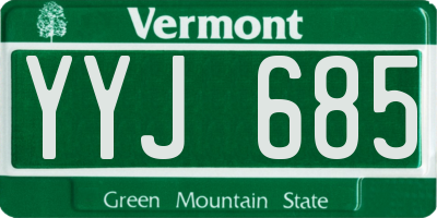 VT license plate YYJ685