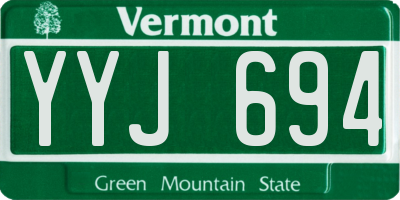 VT license plate YYJ694