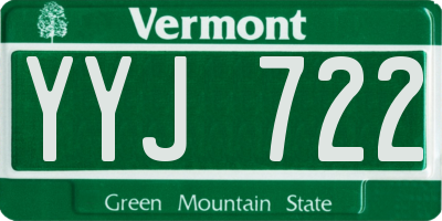 VT license plate YYJ722