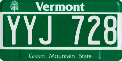VT license plate YYJ728