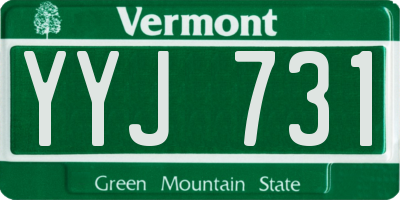 VT license plate YYJ731