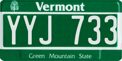 VT license plate YYJ733