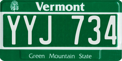 VT license plate YYJ734