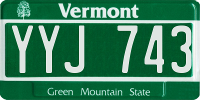 VT license plate YYJ743