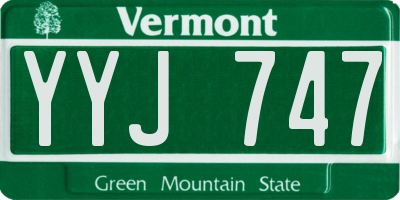 VT license plate YYJ747