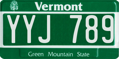 VT license plate YYJ789