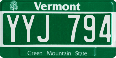 VT license plate YYJ794
