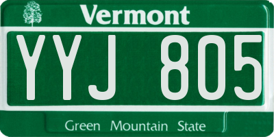 VT license plate YYJ805