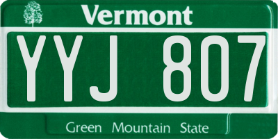 VT license plate YYJ807