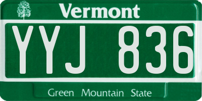 VT license plate YYJ836
