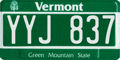 VT license plate YYJ837