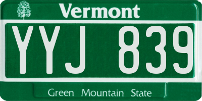 VT license plate YYJ839