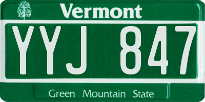 VT license plate YYJ847