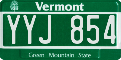 VT license plate YYJ854