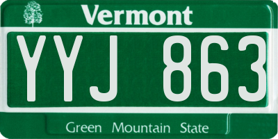 VT license plate YYJ863