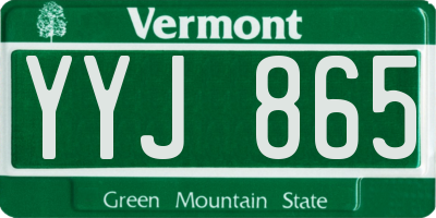 VT license plate YYJ865