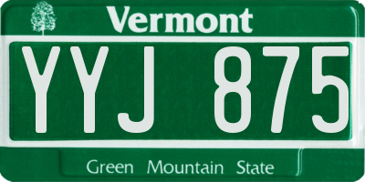 VT license plate YYJ875