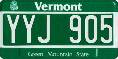 VT license plate YYJ905