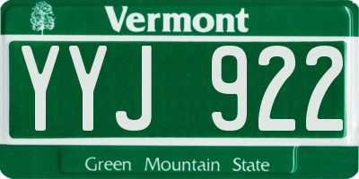 VT license plate YYJ922