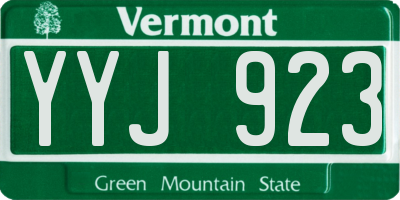 VT license plate YYJ923