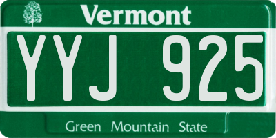 VT license plate YYJ925