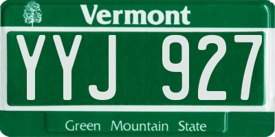 VT license plate YYJ927