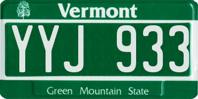 VT license plate YYJ933