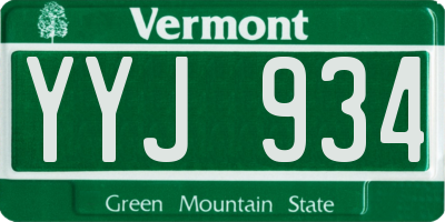 VT license plate YYJ934