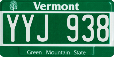 VT license plate YYJ938