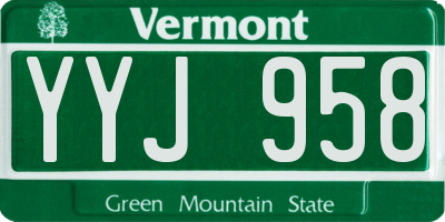 VT license plate YYJ958