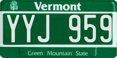 VT license plate YYJ959