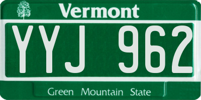 VT license plate YYJ962