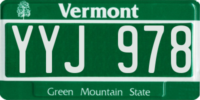 VT license plate YYJ978