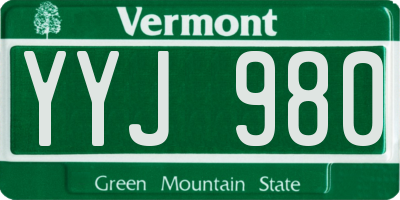 VT license plate YYJ980